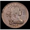 Image 2 : ***Auction Highlight*** 1805 No Stems c-1 Draped Bust Half Cent 1/2c Graded Select Unc BN By USCG (f