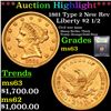 Image 1 : ***Auction Highlight*** 1861 Type 2 New Rev Gold Liberty Quarter Eagle $2 1/2 Graded Select Unc By U