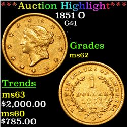 ***Auction Highlight*** 1851 O Gold Dollar $1 Grades Select Unc (fc)