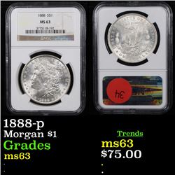 NGC 1888-p Morgan Dollar $1 Graded ms63 By NGC