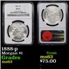 Image 1 : NGC 1888-p Morgan Dollar $1 Graded ms63 By NGC