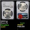 Image 1 : NGC 1922-p Peace Dollar $1 Graded ms63 By NGC