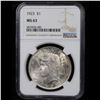 Image 2 : NGC 1923-p Peace Dollar $1 Graded ms63 By NGC