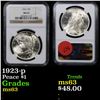 Image 1 : NGC 1923-p Peace Dollar $1 Graded ms63 By NGC