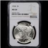 Image 2 : NGC 1924-p Peace Dollar $1 Graded ms64 By NGC