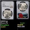 Image 1 : NGC 1922-p Peace Dollar $1 Graded ms64 By NGC