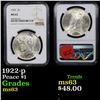 Image 1 : NGC 1922-p Peace Dollar $1 Graded ms63 By NGC