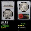 Image 1 : NGC 1924-p Peace Dollar $1 Graded ms63 By NGC