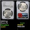 Image 1 : NGC 1923-p Peace Dollar $1 Graded ms64 By NGC