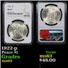 Image 1 : NGC 1922-p Peace Dollar $1 Graded ms63 By NGC
