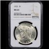 Image 2 : NGC 1922-p Peace Dollar $1 Graded ms63 By NGC