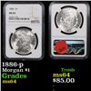 Image 1 : NGC 1886-p Morgan Dollar $1 Graded ms64 By NGC