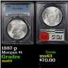 Image 1 : PCGS 1887-p Morgan Dollar $1 Graded ms63 By PCGS