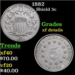 1882 Shield Nickel 5c Grades xf details