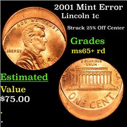 2001 Mint Error Lincoln Cent 1c Grades Gem+ Unc RD
