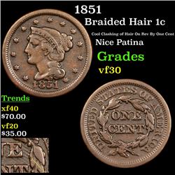 1851 Braided Hair Large Cent 1c Grades vf++