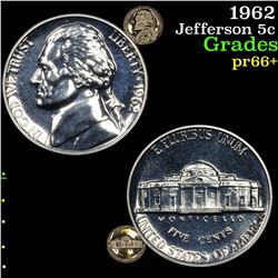 1962 Jefferson Nickel 5c Grades GEM++ Proof