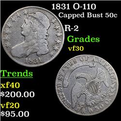 1831 O-110 Capped Bust Half Dollar 50c Grades vf++