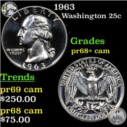 1963 Washington Quarter 25c Grades GEM++ Proof Cameo