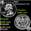 Image 1 : 1963 Washington Quarter 25c Grades GEM++ Proof Cameo