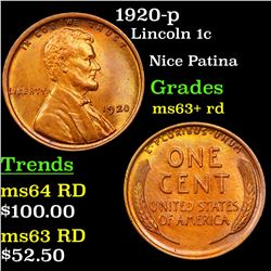1920-p Lincoln Cent 1c Grades Select+ Unc RD