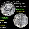 Image 1 : 1919-d Mercury Dime 10c Grades AU Details