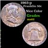 Image 1 : 1963-p Franklin Half Dollar 50c Grades Select Unc