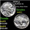 Image 1 : 1936-p Buffalo Nickel 5c Grades Choice+ Unc