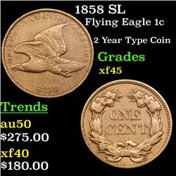 1858 SL Flying Eagle Cent 1c Grades xf+