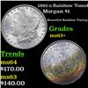 Image 1 : 1885-o Rainbow Toned Morgan Dollar $1 Grades Select+ Unc