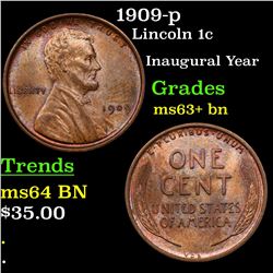 1909-p Lincoln Cent 1c Grades Select+ Unc BN