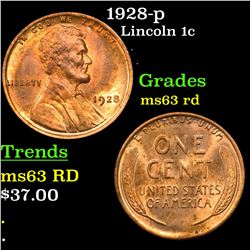 1928-p Lincoln Cent 1c Grades Select Unc RD