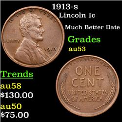 1913-s Lincoln Cent 1c Grades Select AU
