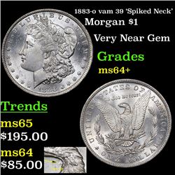 1883-o vam 39 'Spiked Neck' Morgan Dollar $1 Grades Choice+ Unc