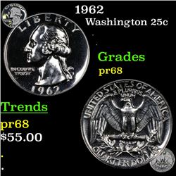1962 Washington Quarter 25c Grades GEM++ Proof