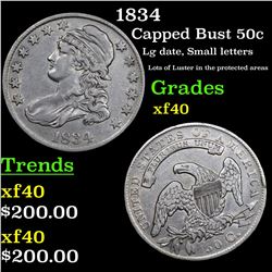 1834 Capped Bust Half Dollar 50c Grades xf