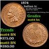 Image 1 : 1874 Indian Cent 1c Grades Choice Unc BN