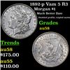Image 1 : 1892-p Vam 5 R3 Morgan Dollar $1 Grades Choice AU/BU Slider