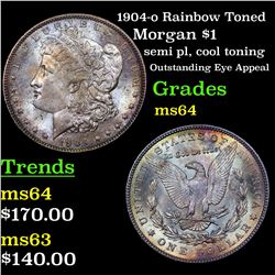 1904-o Rainbow Toned Morgan Dollar $1 Grades Choice Unc