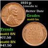 Image 1 : 1921-p Lincoln Cent 1c Grades Select Unc BN