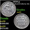 Image 1 : 1859-p Seated Liberty Dime 10c Grades Choice AU
