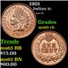 Image 1 : 1901 Indian Cent 1c Grades Select Unc RB