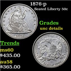 1876-p Seated Half Dollar 50c Grades Unc Details