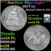 Image 1 : ***Auction Highlight*** 1877-cc Seated Liberty Quarter 25c Graded Choice AU/BU Slider PL By USCG (fc