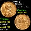 Image 1 : 1933-p Lincoln Cent 1c Grades Choice+ Unc RD