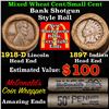 Image 1 : Mixed small cents 1c orig shotgun roll, 1918-d Wheat Cent, 1897 Indian Cent other end, McDonalds Wra