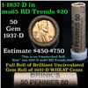 Image 1 : Uncirculated 1c orig shotgun roll, 1937-d in old Brink's wrapper