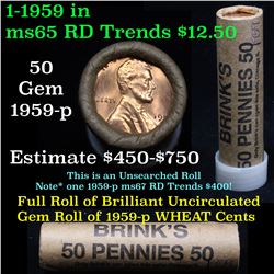 Uncirculated 1c orig shotgun roll, 1959-p in old Brink's wrapper