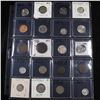 Image 1 : Page of 20 Mixed coins Roosevelt 10c, Braided Hair 1c, Washington 25c, Jefferson 5c, Indian 1c, Barb