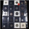 Image 2 : Page of 20 Mixed coins Roosevelt 10c, Braided Hair 1c, Washington 25c, Jefferson 5c, Indian 1c, Barb